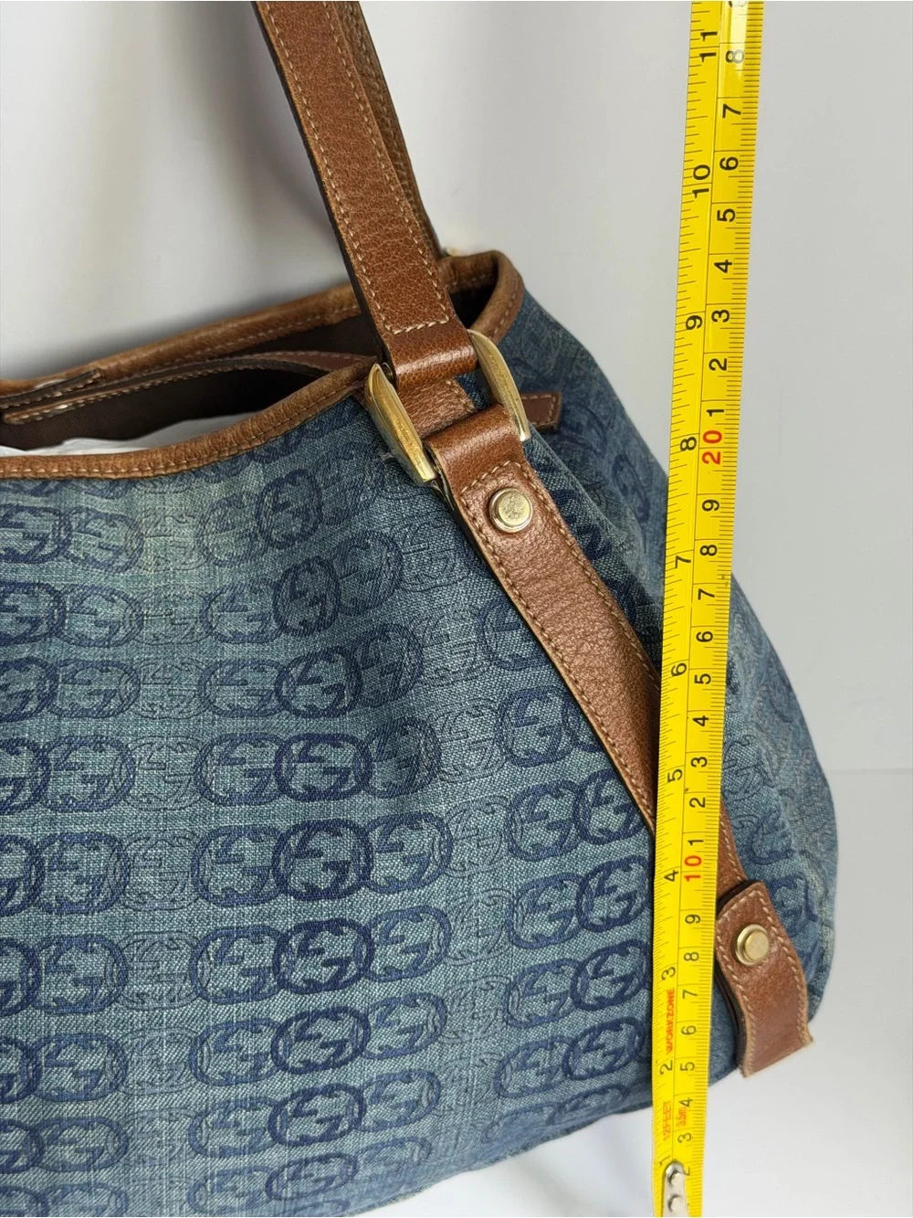Gucci GG Monogram Denim Abbey Hobo Bag